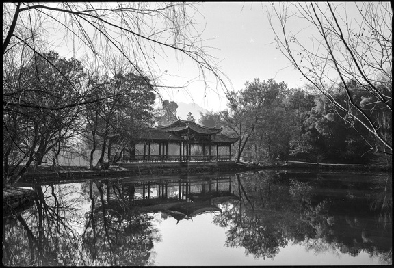 Chinese pavillion Mirroring in The Pond