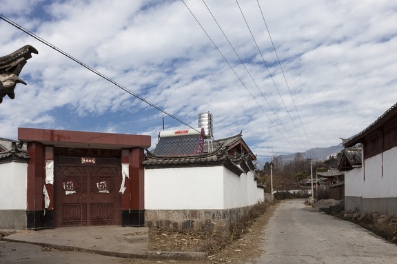 Solar water heater in a Naxi village