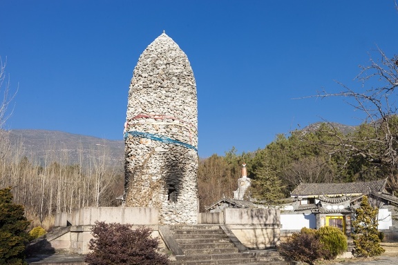 stone tower and tibetian pagoda