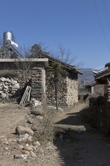 Village and mountains and solar thermal