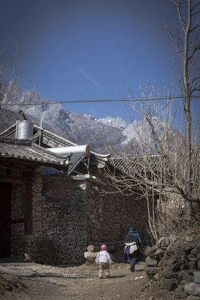 Naxi and Village and mountains and solar thermal