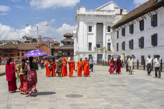 Gaily dressed woman in Kathmandu due to Teej festival.