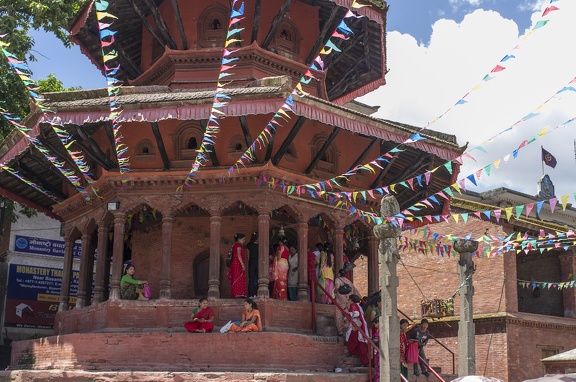 Woman Dressed for Teej in Kathmandu in Temple.