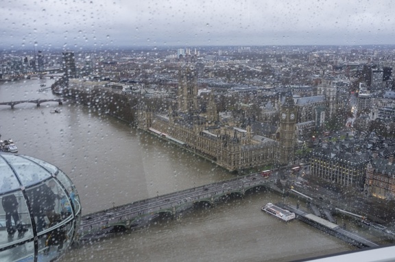 Thames, London Eye in the Rain