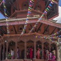 Woman Dressed for Teej in Kathmandu in Temple.